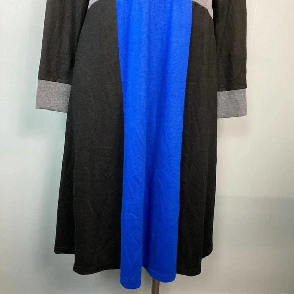 Fashion Bug Colorblock Knit Surplice Style Sweater Dress Plus Size 1X Black Blue - Picture 3 of 12